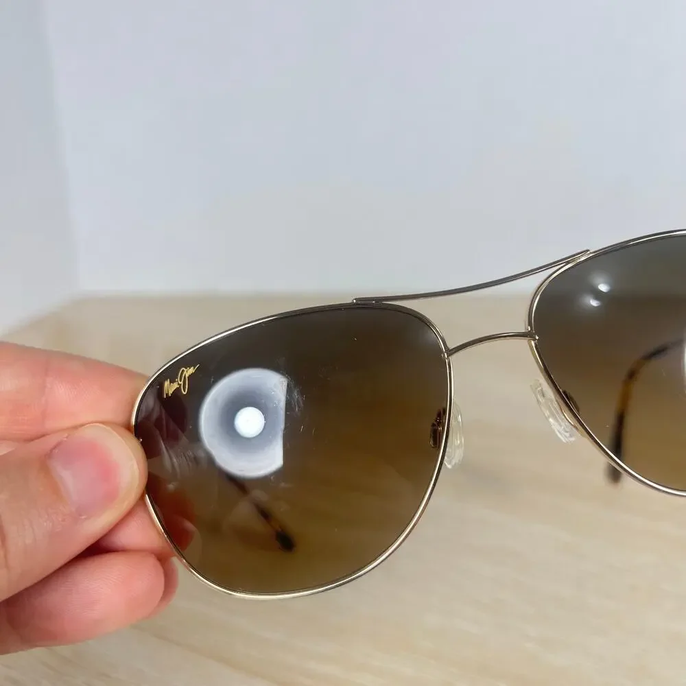 Maui Jim Cliff House MJ-247-16 Titanium Silver Sunglasses 59-15-120 Gold Aviator
